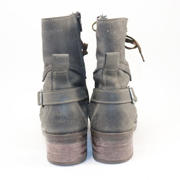 Taos Crave Women’s Combat Boots Size 6.5 | Gray Leather Moto Style - Picture 4 of 7